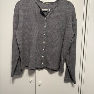 Madewell Heather Gray Ribbed Knit Cardigan